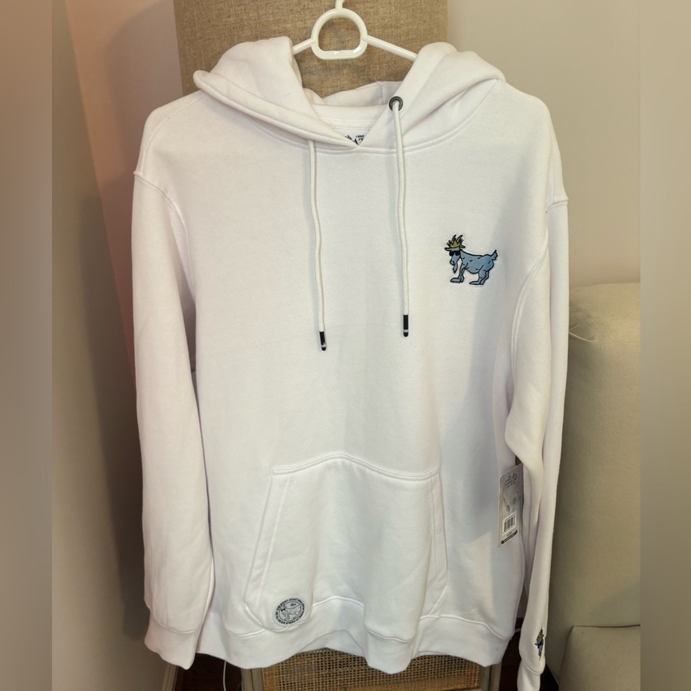 GOAT White Hoodie with Embroidered Design